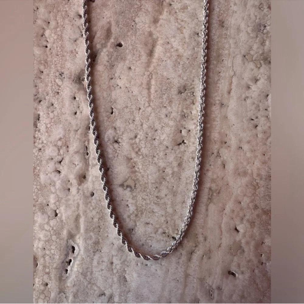 14k White Gold Rope Necklace Chain 24 inches long